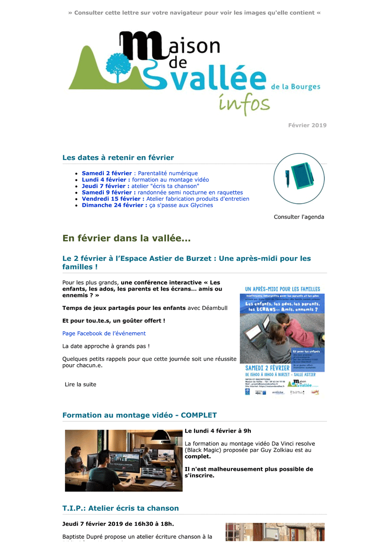 Lettre dinfos Maison de Vallée Février 2019 Maison de Vallée
