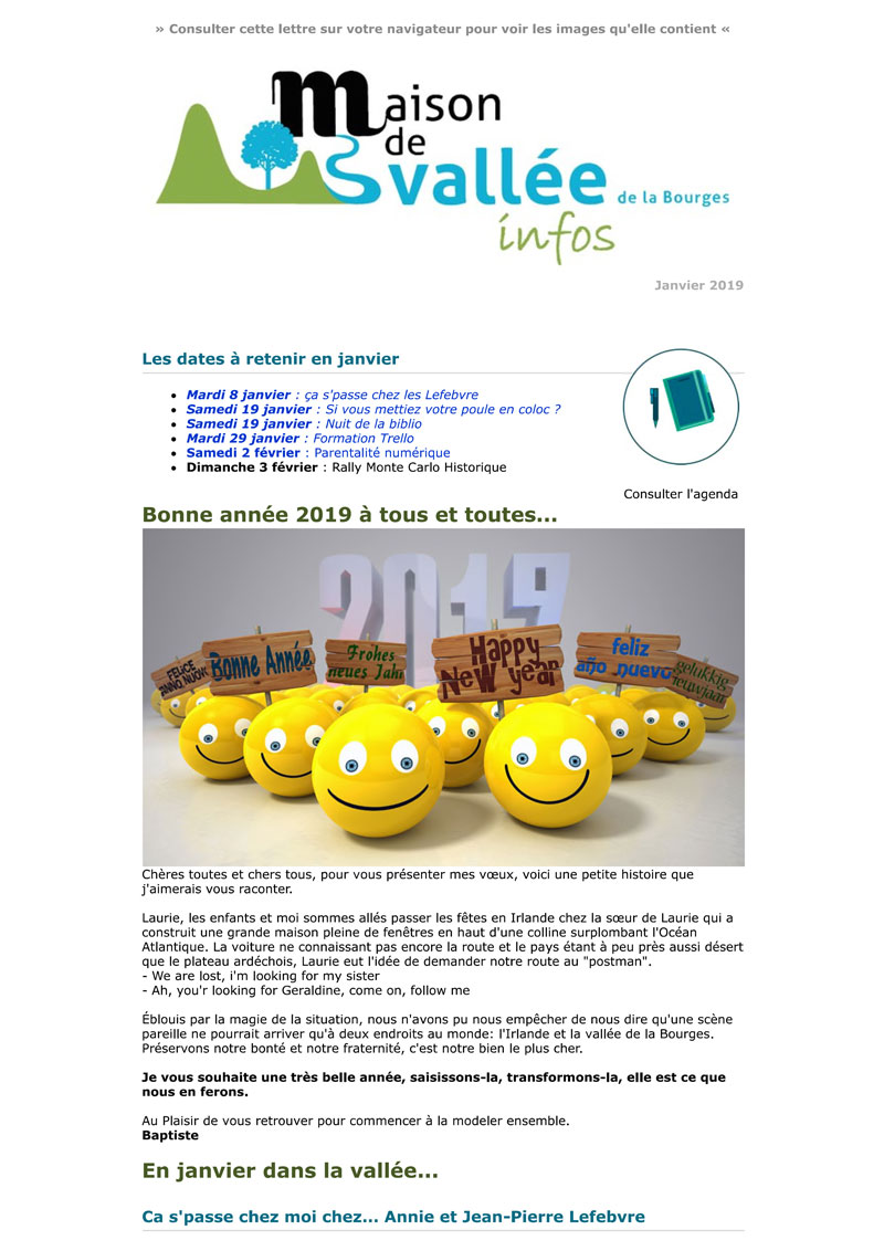 Lettre dinfos Maison de Vallée Janvier 2019 Maison de Vallée 1