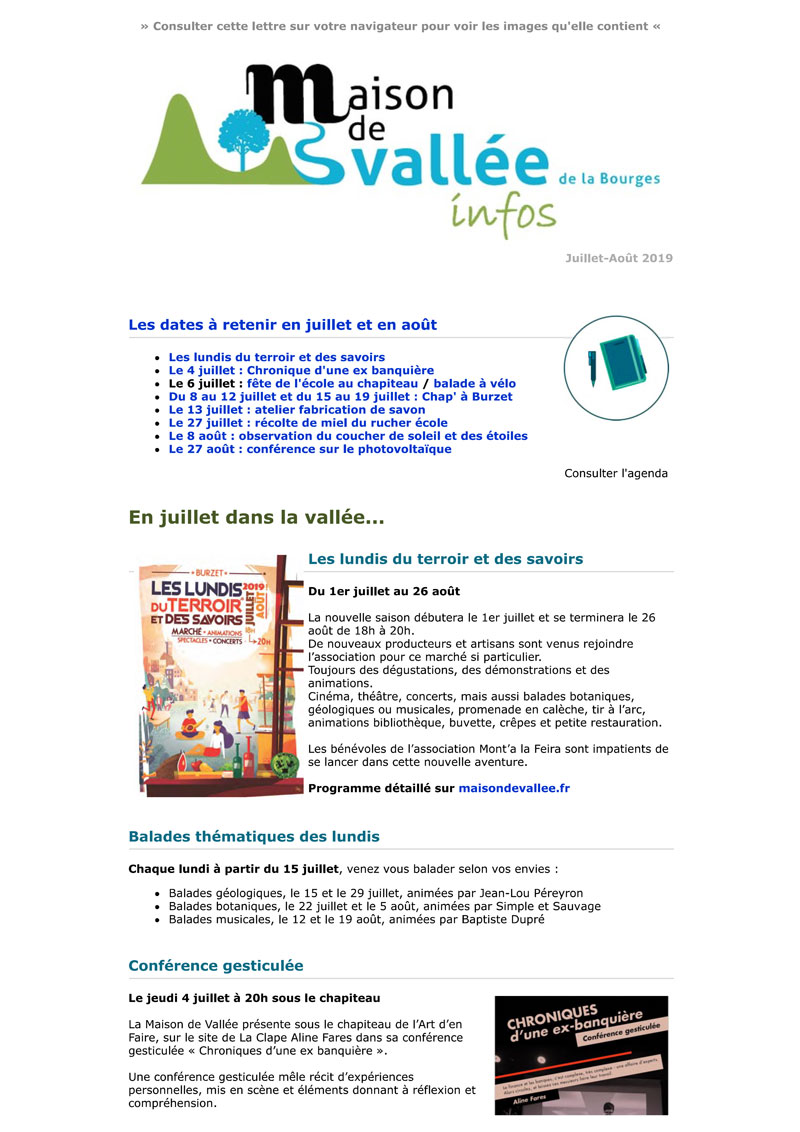 Lettre dinfos Maison de Vallée Juillet 2019 Maison de Vallée 1