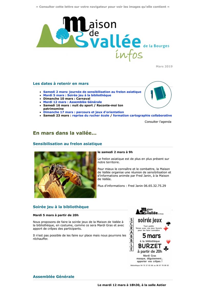 Lettre dinfos Maison de Vallée Mars 2019 Maison de Vallée