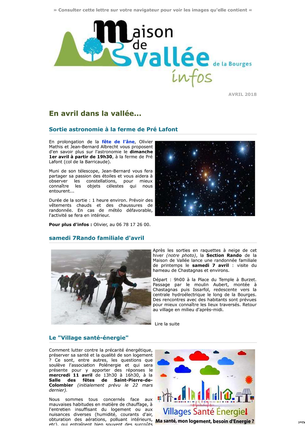 Lettre dinfos Maison de Vallée mars 2018 Maison de Vallée 1