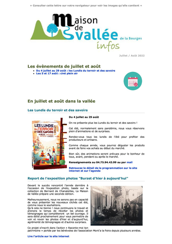 Lettre d infos Maison de Vallée Juillet Août 2022 Maison de Vallée1