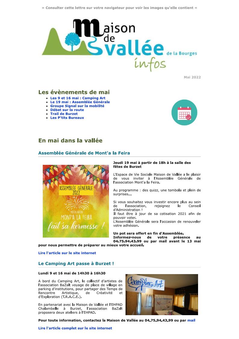 Lettre d infos Maison de Vallée Mai 2022