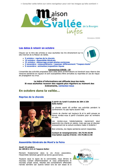Lettre d infos Maison de Vallée Octobre 2020 Maison de Vallée