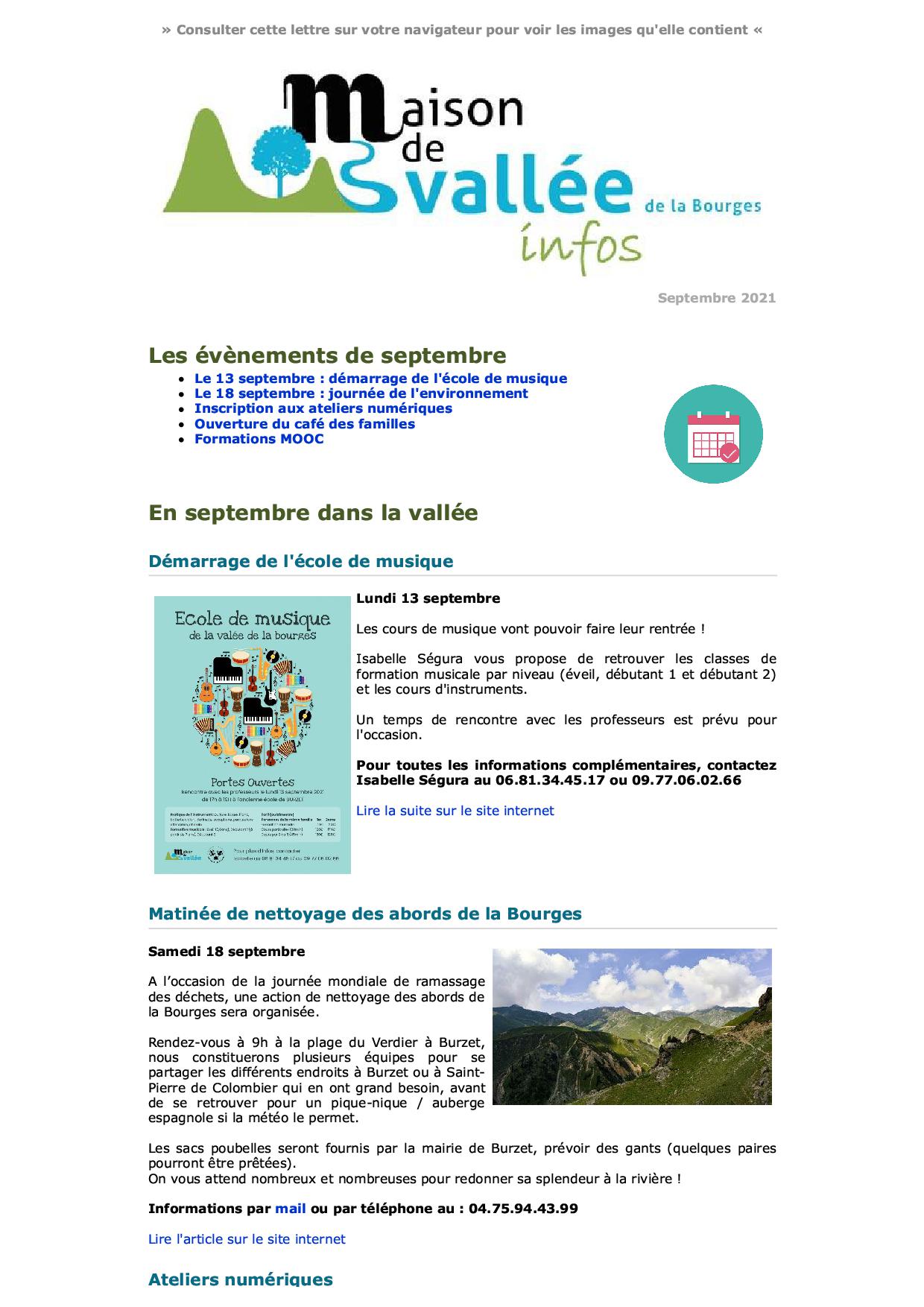 Lettre d infos Maison de Vallée Septembre 2021 Maison de Vallée1