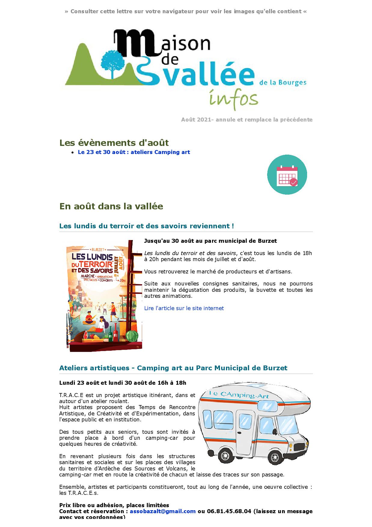 Lettre dinfos Maison de Vallée Août 2021 Maison de Vallée1