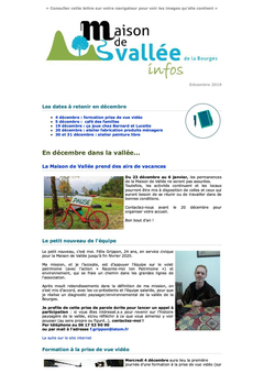 Lettre dinfos Maison de Vallée Décembre 2019 Maison de Vallée