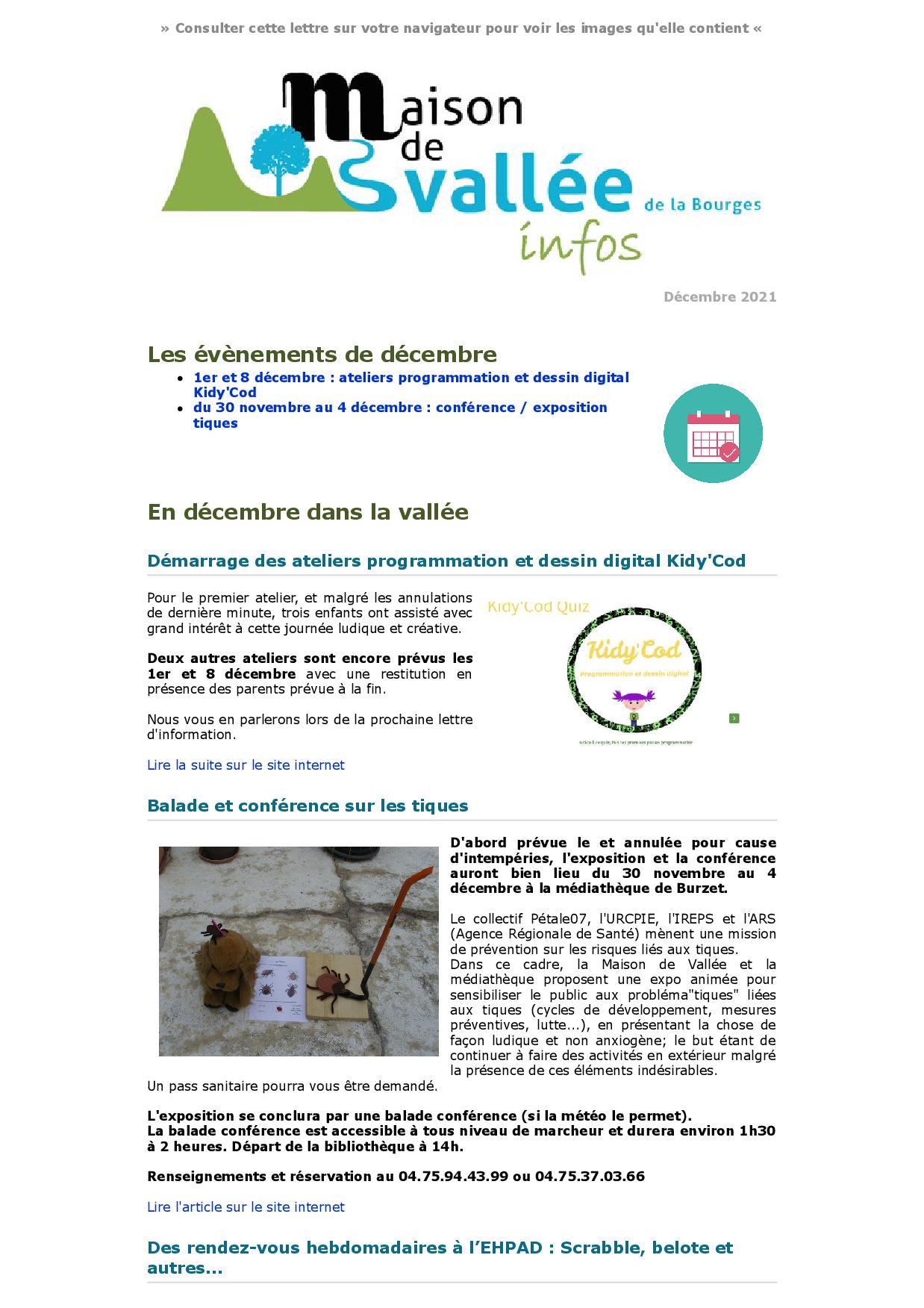 Lettre dinfos Maison de Vallée Décembre 2021 Maison de Vallée1
