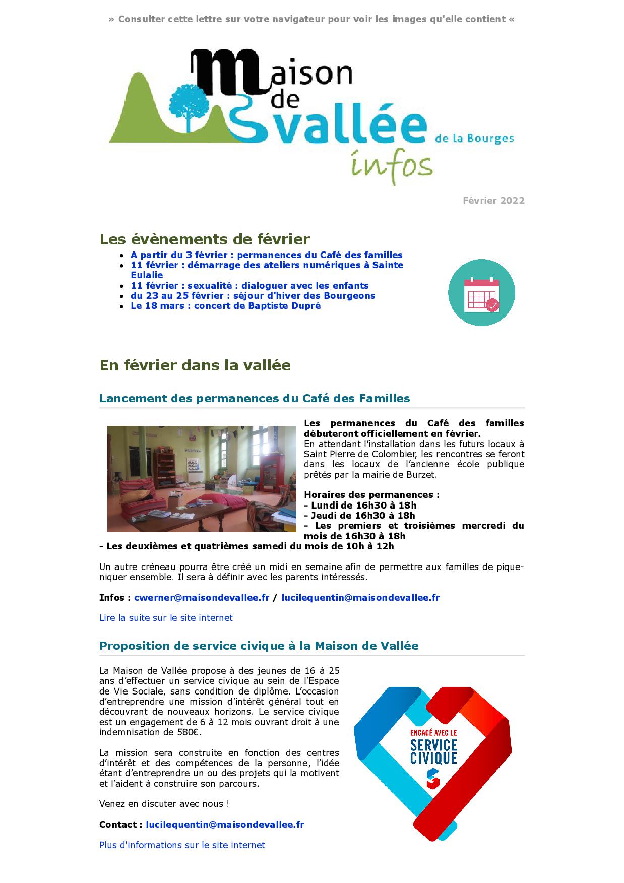 Lettre dinfos Maison de Vallée Février 2022 Maison de Vallée1