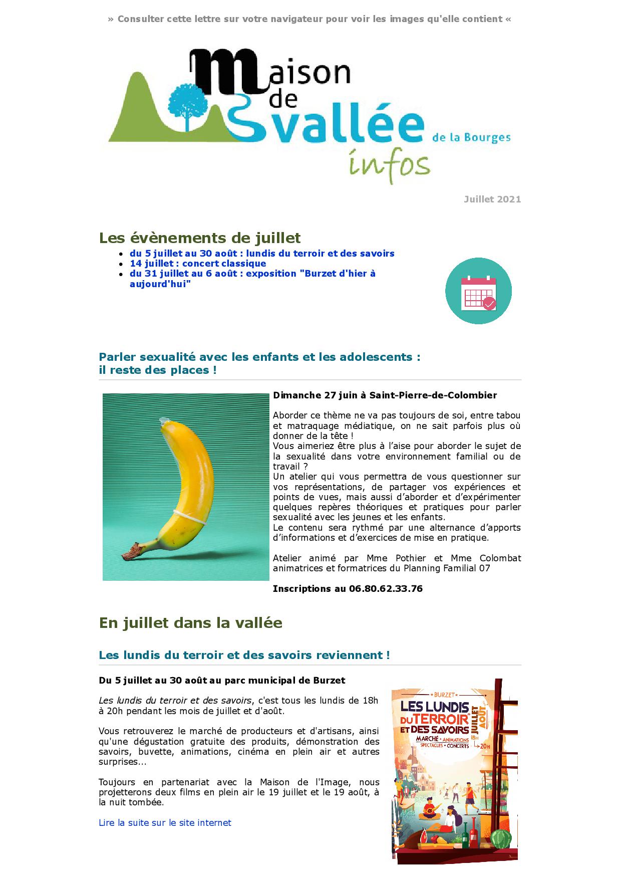 Lettre dinfos Maison de Vallée Juillet 2021 Maison de Vallée1