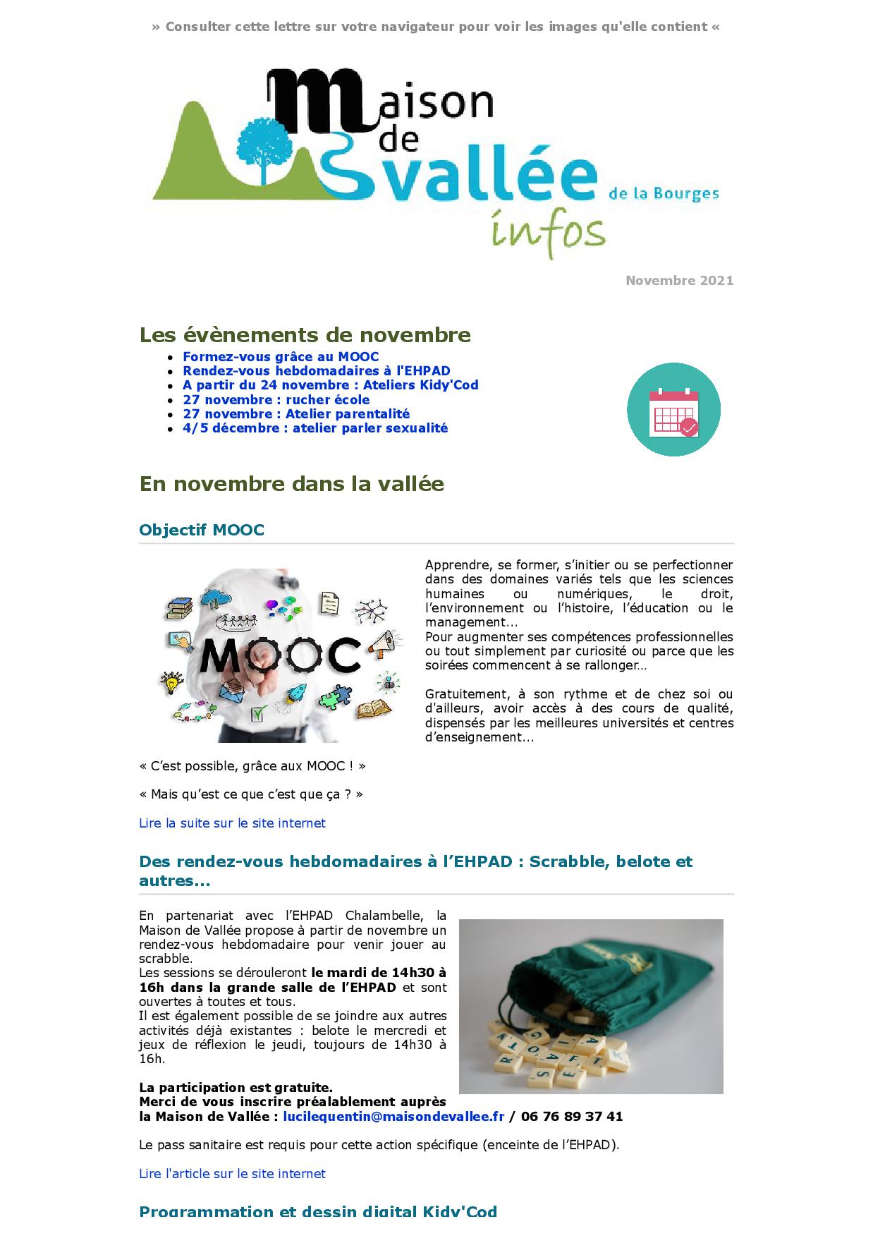 Lettre dinfos Maison de Vallée Novembre 2021 Maison de Vallée1