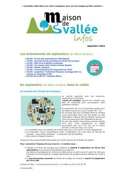 Lettre dinfos Maison de Vallée Septembre 2023 version papier Maison de Vallée 1 page 0001