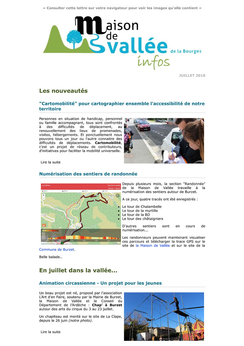 Lettre dinfos Maison de Valle juillet 2018 Maison de Valle 1