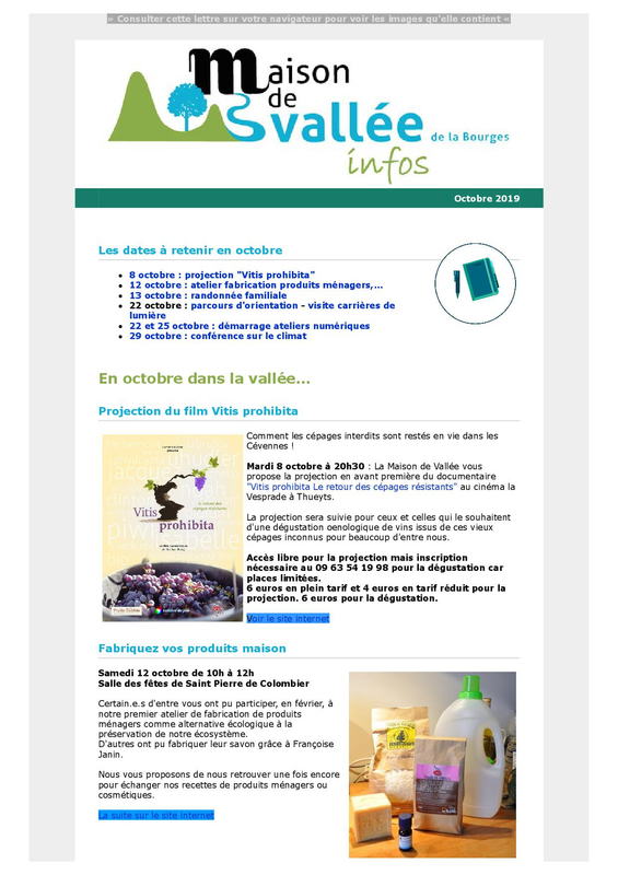 Lettre dinfos Maison de Vallée Octobre 2019 Maison de Vallée