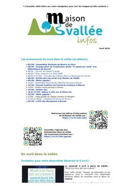 Lettre dinfos Maison de Vallée Avril 2024 version papier Maison de Vallée 1 page 0001