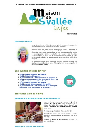 Lettre dinfos Maison de Vallée Février 2023 version papier Maison de Vallée 1 page 0001