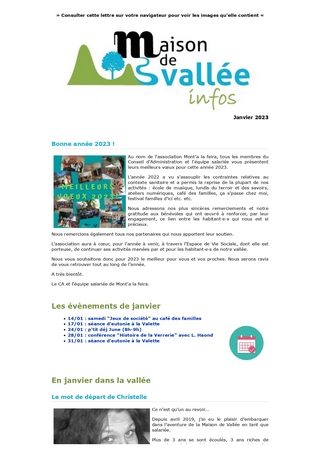 Lettre dinfos Maison de Vallée Janvier 2023 version papier Maison de Vallée page 0001