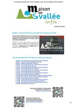 Lettre dinfos Maison de Vallée Juillet Août 2026 version papier Maison de Vallée 1 page 0001