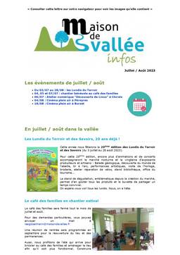 Lettre dinfos Maison de Vallée Juillet Août 2023 version papier Maison de Vallée 1 page 0001