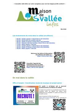 Lettre dinfos Maison de Vallée Mai 2026 version papier Maison de Vallée 1 page 0001