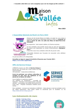 Lettre dinfos Maison de Vallée Mars 2023 version papier Maison de Vallée 1 page 0001