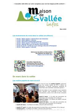 Lettre dinfos Maison de Vallée Mars 2025 version papier Maison de Vallée 1 page 0001