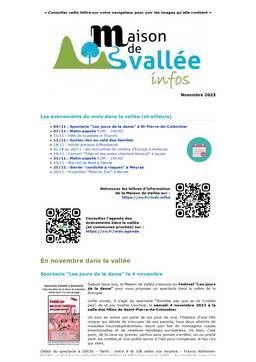 Lettre dinfos Maison de Vallée Novembre 2023 version papier Maison de Vallée 1 page 0001