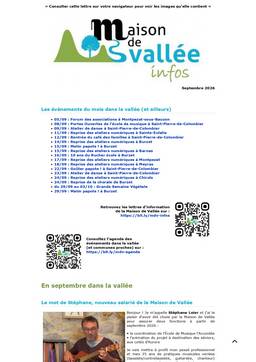 Lettre dinfos Maison de Vallée Septembre 2026 version papier Maison de Vallée 1 page 0001