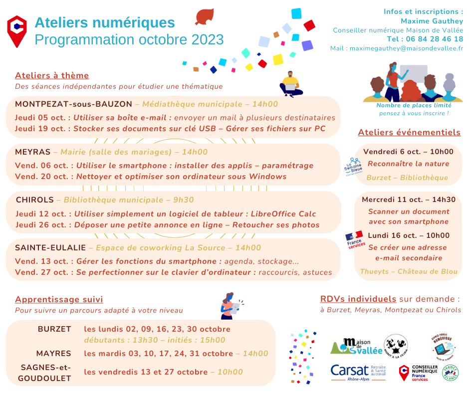 Ateliers numériques octobre 2023