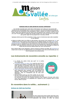 Lettre d infos Maison de Valle Novembre 2020 Maison de Valle